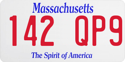 MA license plate 142QP9
