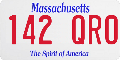 MA license plate 142QR0