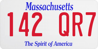 MA license plate 142QR7