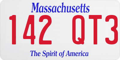 MA license plate 142QT3