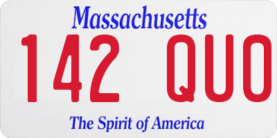 MA license plate 142QU0
