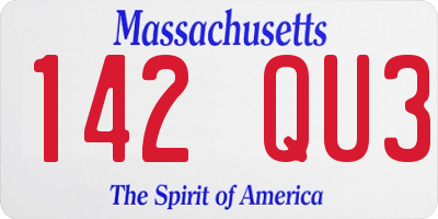 MA license plate 142QU3