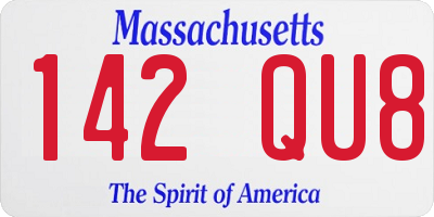MA license plate 142QU8