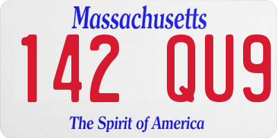 MA license plate 142QU9