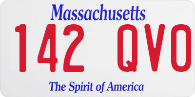 MA license plate 142QV0