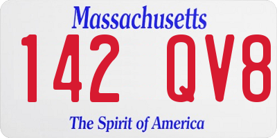 MA license plate 142QV8