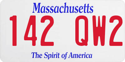 MA license plate 142QW2