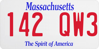 MA license plate 142QW3