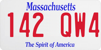 MA license plate 142QW4