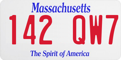 MA license plate 142QW7