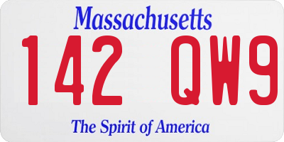 MA license plate 142QW9
