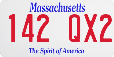 MA license plate 142QX2