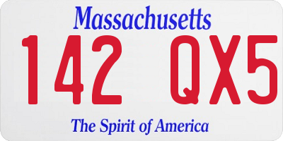 MA license plate 142QX5