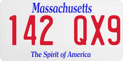 MA license plate 142QX9