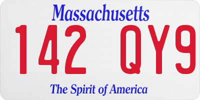 MA license plate 142QY9
