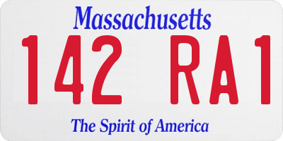 MA license plate 142RA1