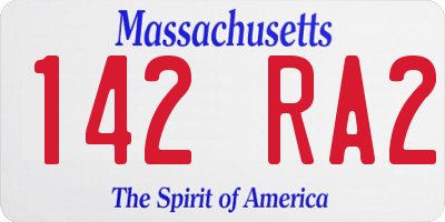 MA license plate 142RA2