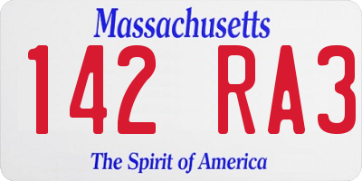 MA license plate 142RA3