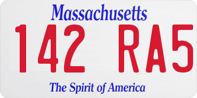 MA license plate 142RA5