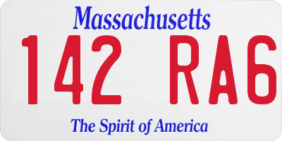 MA license plate 142RA6