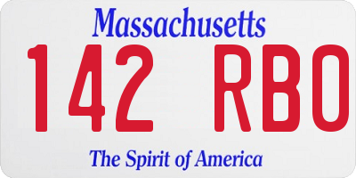 MA license plate 142RB0
