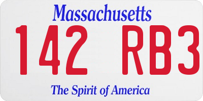 MA license plate 142RB3