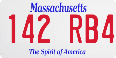 MA license plate 142RB4