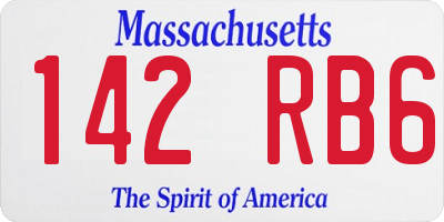 MA license plate 142RB6