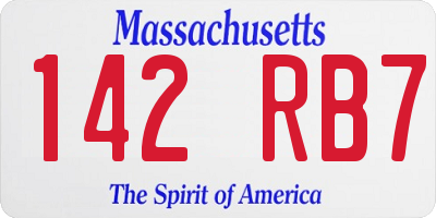MA license plate 142RB7