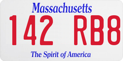 MA license plate 142RB8