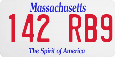 MA license plate 142RB9