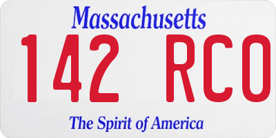 MA license plate 142RC0