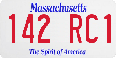 MA license plate 142RC1
