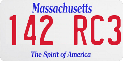 MA license plate 142RC3