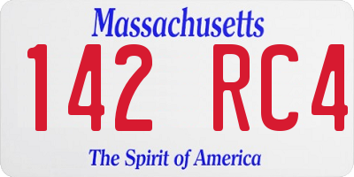MA license plate 142RC4