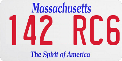 MA license plate 142RC6