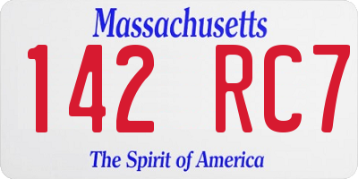 MA license plate 142RC7