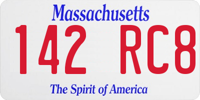 MA license plate 142RC8