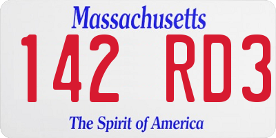 MA license plate 142RD3