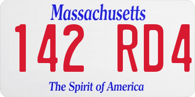 MA license plate 142RD4