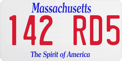 MA license plate 142RD5