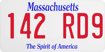 MA license plate 142RD9