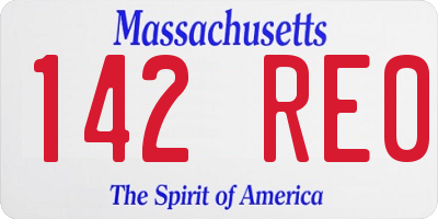 MA license plate 142RE0