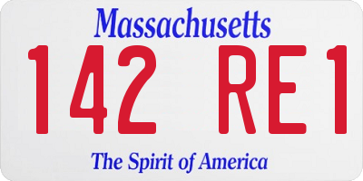 MA license plate 142RE1