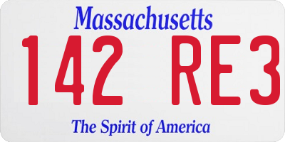 MA license plate 142RE3