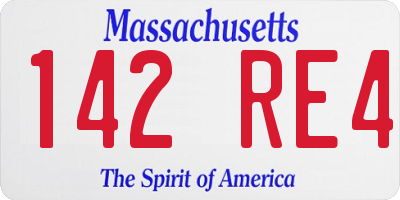 MA license plate 142RE4
