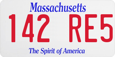 MA license plate 142RE5