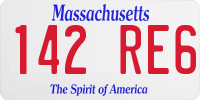 MA license plate 142RE6