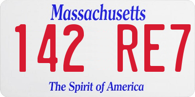 MA license plate 142RE7