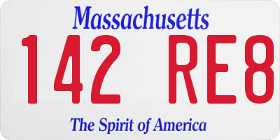 MA license plate 142RE8